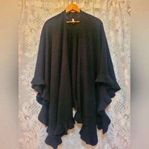 Unbranded One Size Fits Most Black Ruffle Poncho